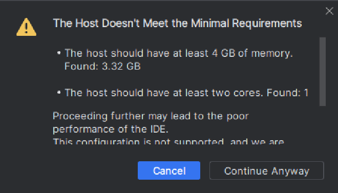 JetBrains Gateway Dialog - The Host Doesn&rsquo;t Meet the Minimal Requirements